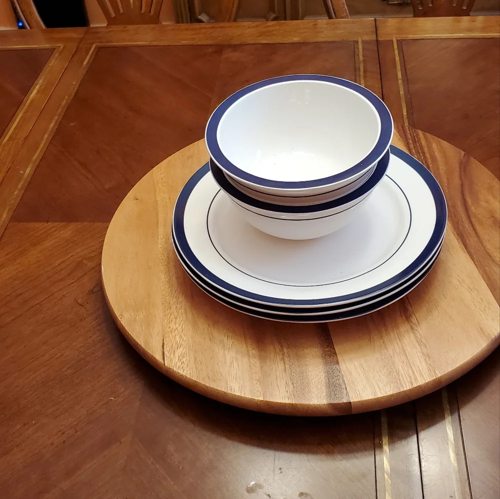 MARTHA STEWART BLUE RIM SET OF 5